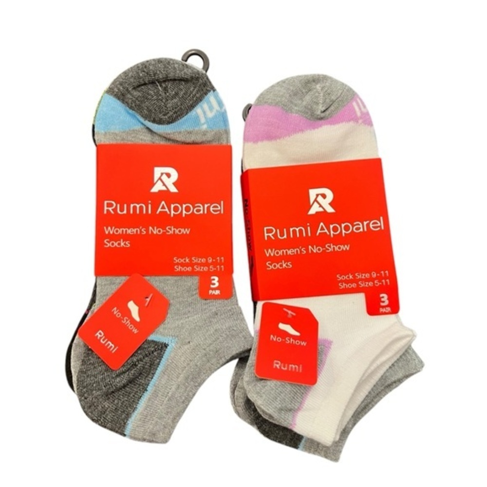 Women's No Show Socks 6 Pairs Sock Size 9-11 / Shoe Size 5-11 Multicolor NWT